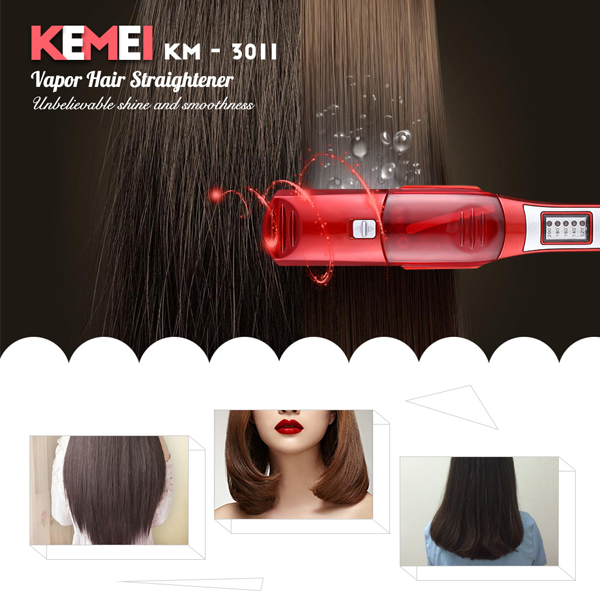 Το σίδερο μαλλιών με ατμό της Kemei KM-3011 είναι ένα επαναστατικό προϊόν styling για τα μαλλιά σας! Διαθέτει κεραμικές πλάκες που δεν καταστρέφουν τα μαλλιά και λειτουργία με ατμό, για να έχετε ακόμη καλύτερο αποτέλεσμα ανεξάρτητα από τον τύπο των μαλλιών σας.